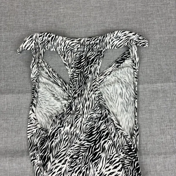 Free People Tank Top Womens M Black White V-Neck Sleeveless Zebra Print - Image 10