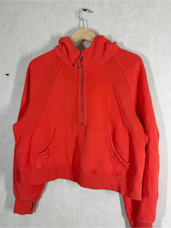 Lululemon Women’s Scuba Oversized 1/2 Zip Hoodie in Autumn Red Orange M/L - Image 4