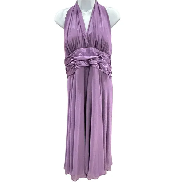 Connected NWT Apparel Halter Backless‎ Mauve Lavender Dress 16 Formal - Image 2