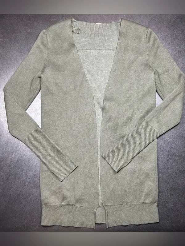 Lululemon Size M City Street Green Cashmere Open Front Cardigan Sweater - Image 3