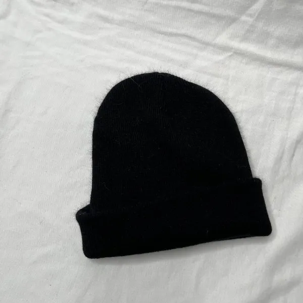 Edikted Embroidered Black Cuffed Ribbed Knit Beanie Hat - Image 3