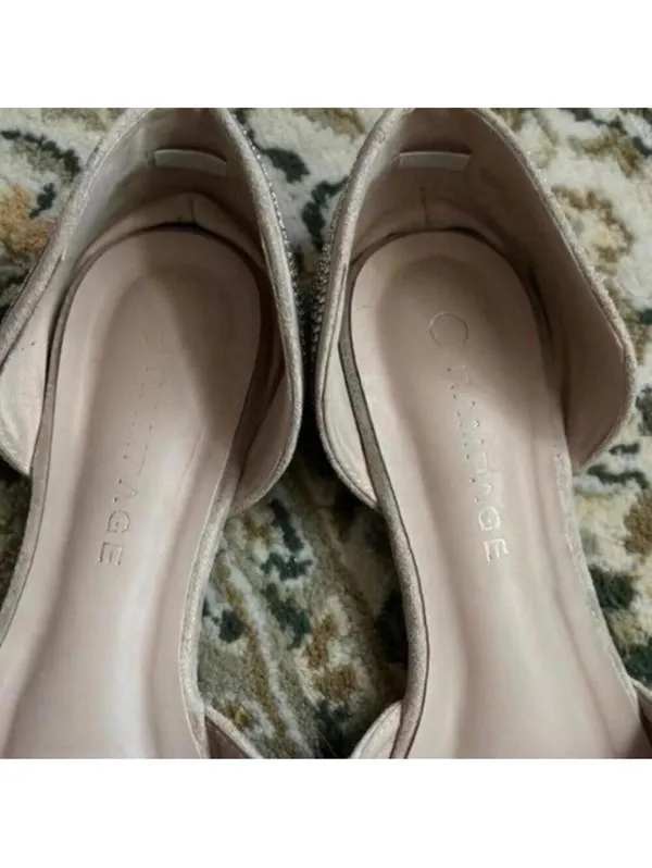 Rampage rhinestone studded pointed toe open side flats wedding glam - Image 6