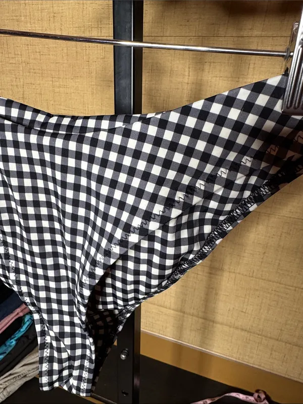 ELE Swims Leah Top Sarah Bottom Black White Gingham Bikini Set Size Large EUC - Image 5