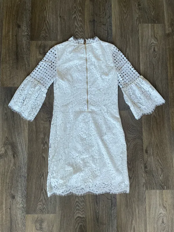 Sail to Sable Fringe Lace Bell Sleeve Shift Dress NWT Women’s 4 - Image 7