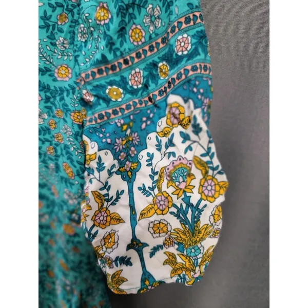 Temofon Summer Mini Dress Women's Medium Blue Floral Print Short Sleeve B82 - Image 5