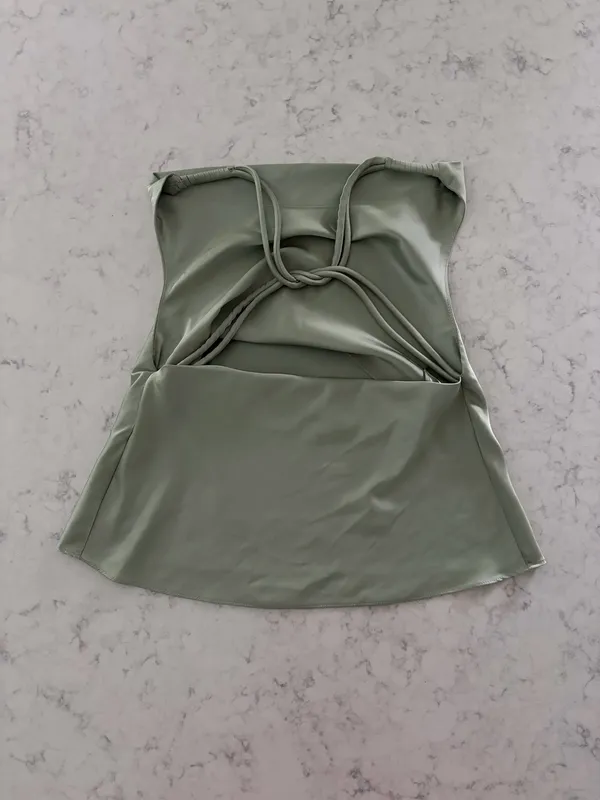 Dress Forum Sage Green Strapless Satin Tank - Image 2