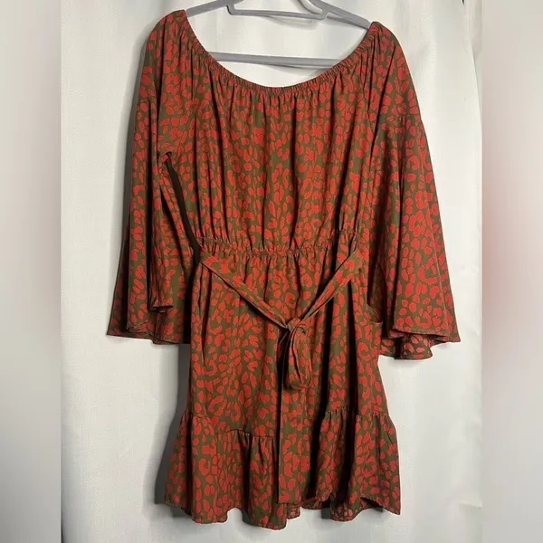 Vici Orange and Green Cheetah Print Dress XL - Image 2