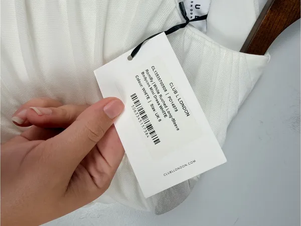 New CLUB L LONDON Romilly white ruched long sleeve bodycon mini dress size 4 - Image 3