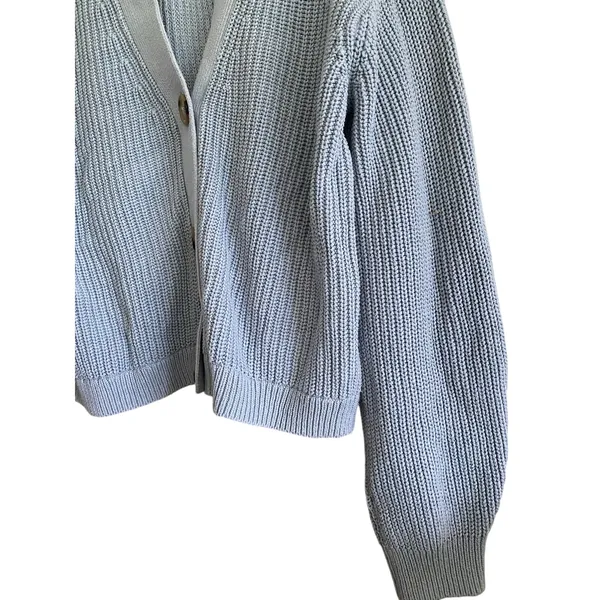 H&M Boxy Drop Shoulder Knit Cardigan Sweater Blue Size Small - Image 3