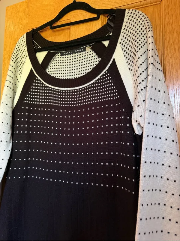 Ivanka Trump Modest Black White Knit Sweater Dress Women’s Size Large Office - Image 3