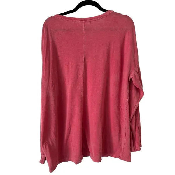 We The Free Pink Pullover Oversized Lyocell Linen Long Sleeve T-Shirt Sz Small - Image 2