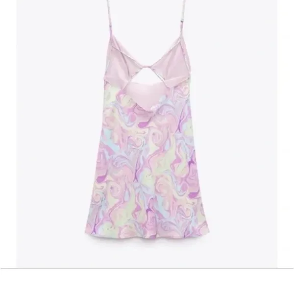 Zara Tie Dye Cutout Satin Mini Dress Sz M - Image 4