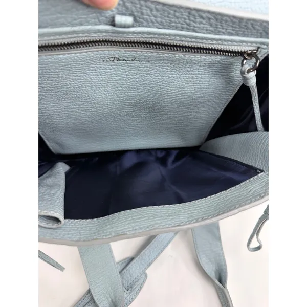 3.1 Phillip Lim Pashli Medium Satchel Light Blue Pebbled Leather AR13-0179SKC - Image 6