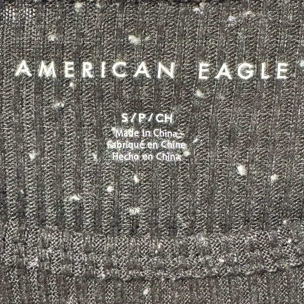 New American Eagle Black White Speckle Long Sleeve Ribbed Crop Top Women's Sz S - Image 6