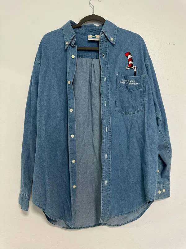 Vintage Store Mickey Cintas Employee Uniform Denim Button Down Shirt sz M - Image 2