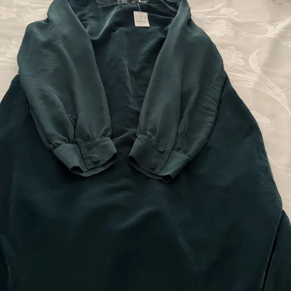 J. Crew Factory‎ Size-8 Green Velvet Mini Shift Dress Sheer Sleeves Mod Party - Image 15