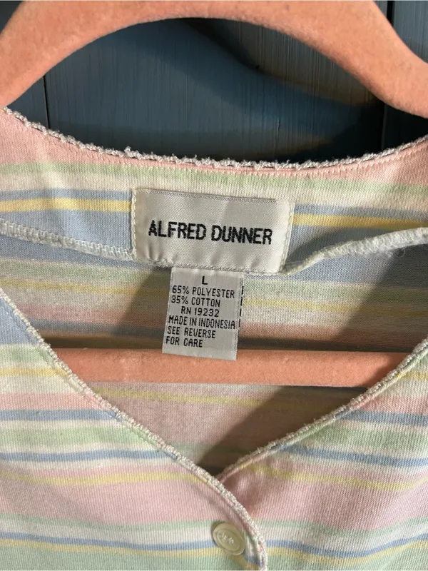 Alfred Dunner Pastel Multi-Stripe Button Front Top | Size Large - Vintage 1980’s - Image 2
