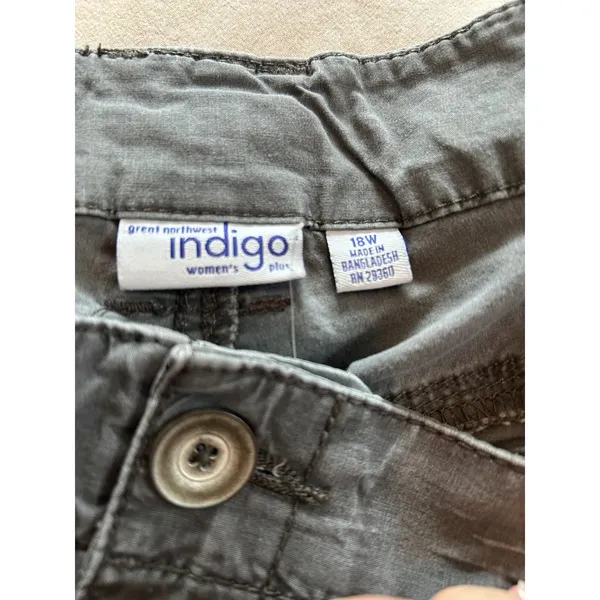 Great Northwest Indigo Womens Gray Cargo Pants Size 18W Roll Tab Utility Pants - Image 2