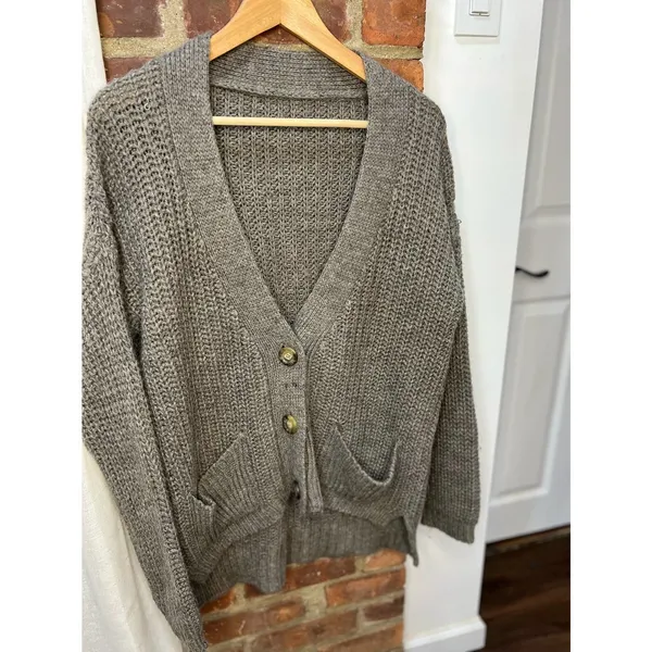Made in Italy Slouchy Wool Cardigan 90s Oversized Grandpa Knit - Image 2