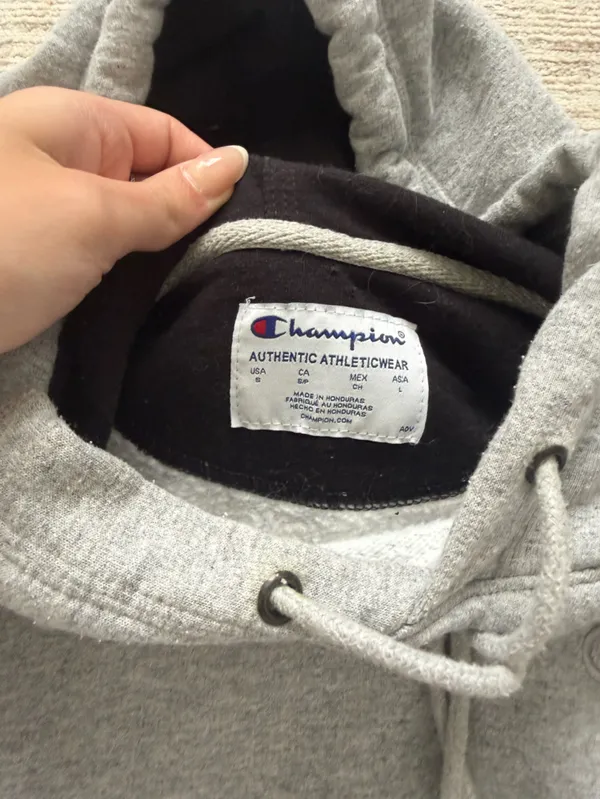 Champion Gray Cropped Hoodie (Size Small) - Image 4