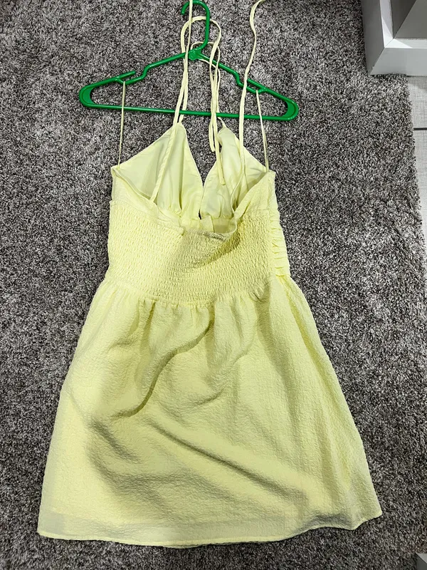 VICI Take Me Higher Shoulder Tie Mini Dress - Lemon - Image 3