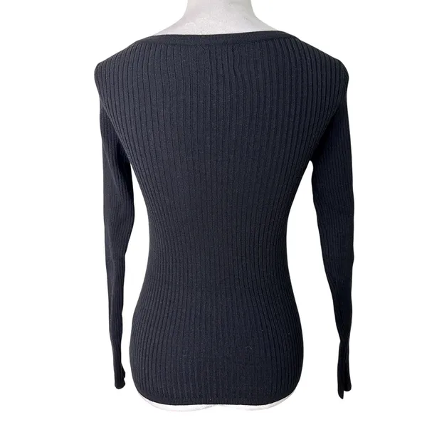 ASOS Women's Black Scoop Neck Long Sleeve Ribbed Knit Sweater 4 NWOT - Image 5