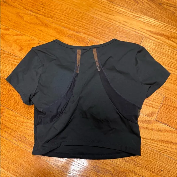 🌸Black Women's Scoop Neck Crop Top Black Size M - Image 2