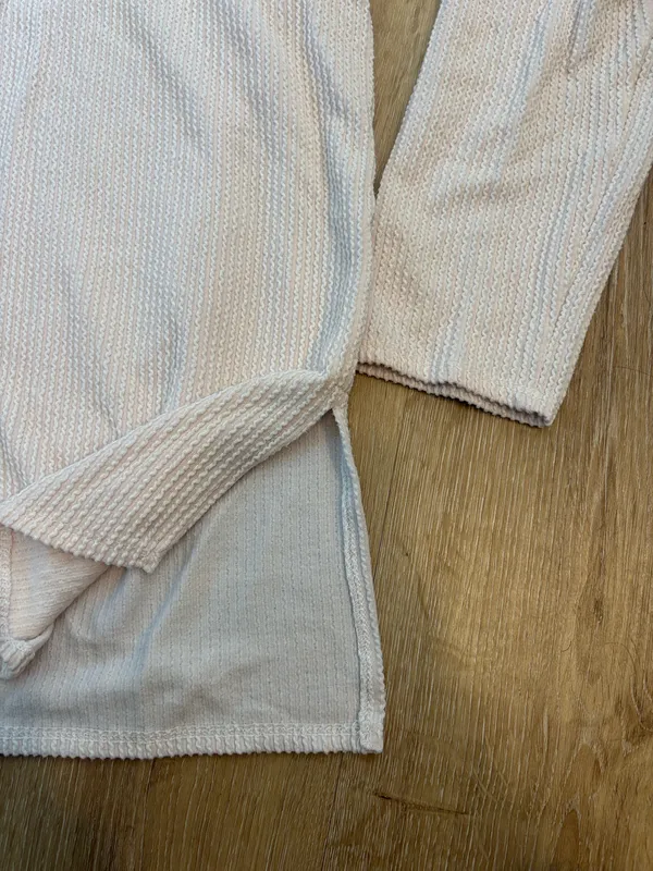 Light Pink Button Down Long Sleeve Top Tan Size L - Image 2