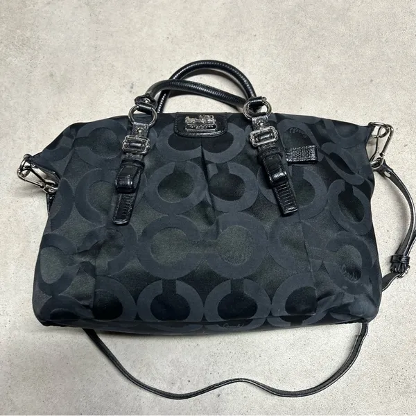 Coach Signature Madison Satchel Crossbody Purse Black Monogram *NO HANG TAG - Image 2