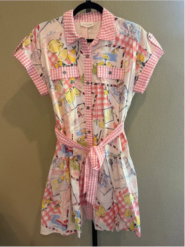 Entro Capri Lemon Mini Dress in Pink Size S - Image 2