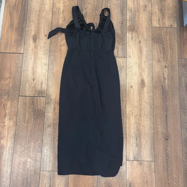 Abercrombie & Fitch Women’s Medium Black Clinched Neck Slip Midi Dress Side Slit - Image 5