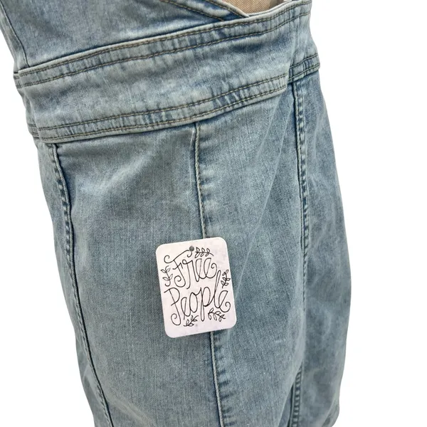Free People Modern Femme Denim Jumper Dress Zip Front Overall Mini Size‎ 10 NWT - Image 9