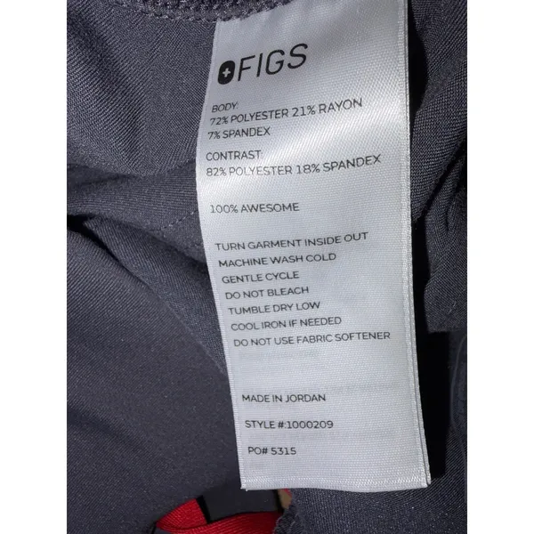 FIGS Yola High Waisted Scrub Pants XXS Tall Style Charcoal Gray Red Drawstring - Image 4