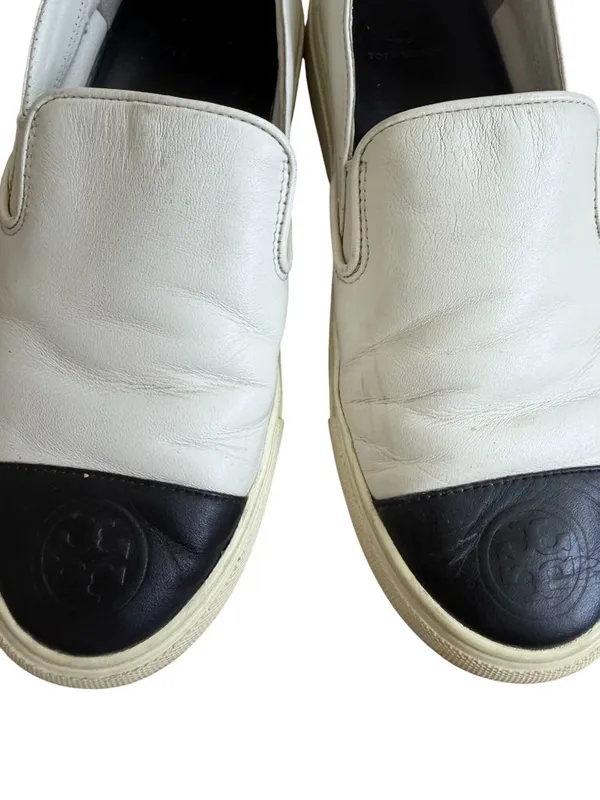 TORY BURCH Black White Leather Colorblock Sneakers Size 6 - Image 8