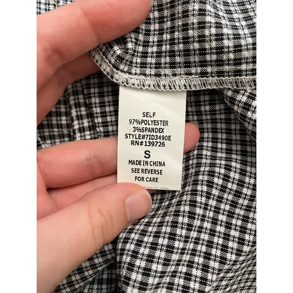 Honey Punch‎ NWOT Gingham Button-Up Short Mini Dress Size S Black White - Image 7