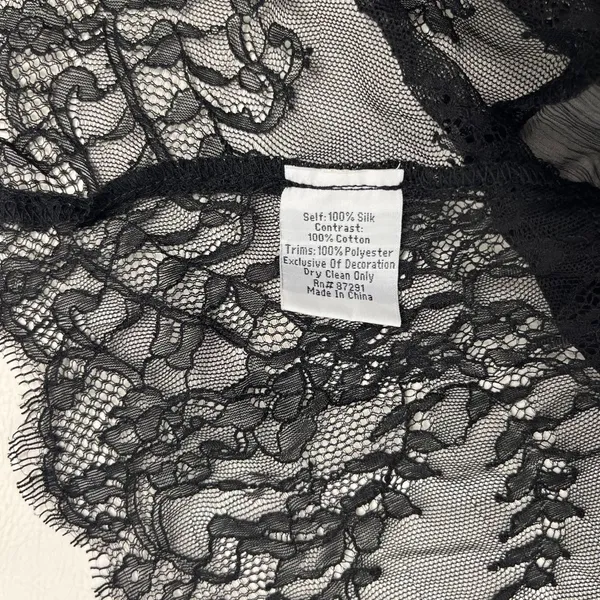 NWOT Johnny Was Silk Black Sheer Floral Embroidered Lace Tank Top Sz S - Image 9