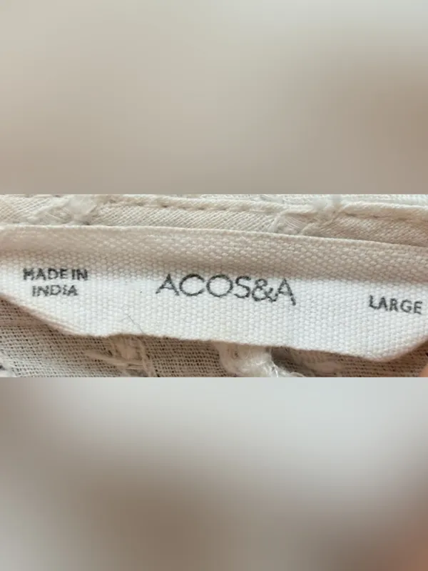A’COS&A White Embroidered Boho Cotton Blouse – Listed Size Medium - Image 6