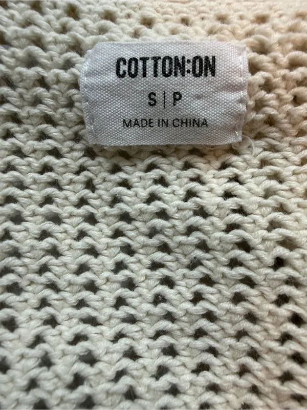 Cotton On Cream Open Knit Tie Front Cropped Cardigan Size S - Image 7