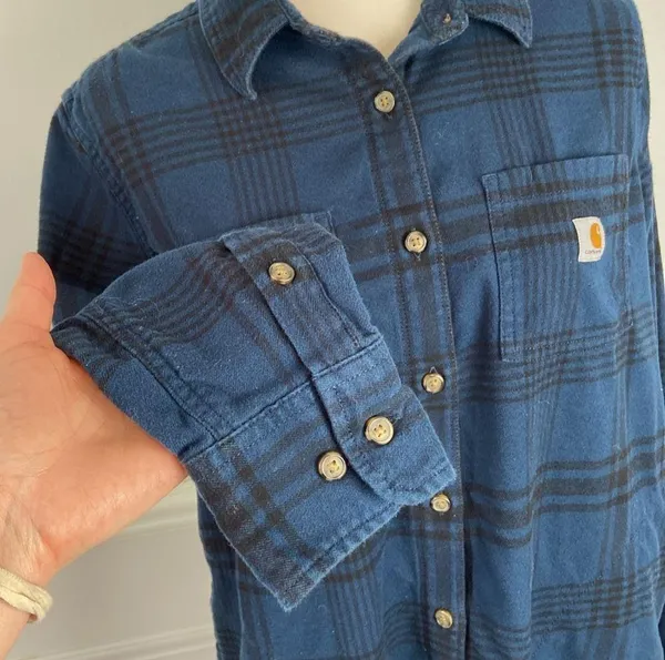 Carhartt Rugged Flex Relaxed Fit Midweight Flannel Long-Sleeve Plaid Tunic Sz L - Image 6