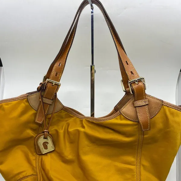 Dooney & Bourke XL Yellow Brown Nylon Shoulder Bag - Image 2