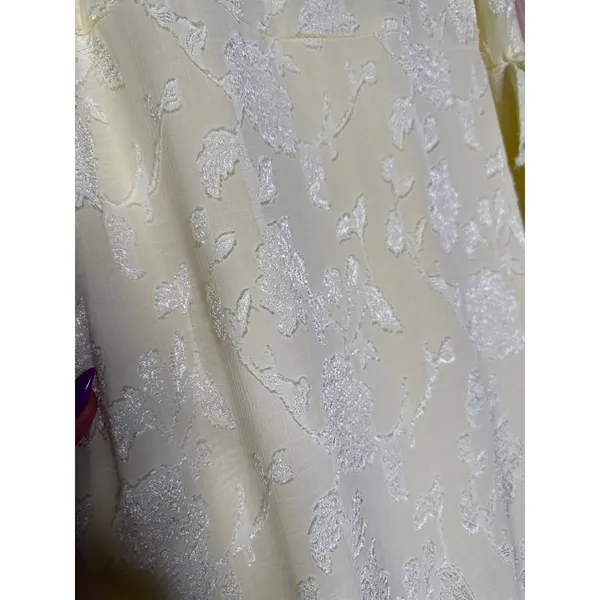 NWT Lulus Pretty Perfect Yellow Burnout Floral Off-the-Shoulder Midi Dress Sz XS - Image 4