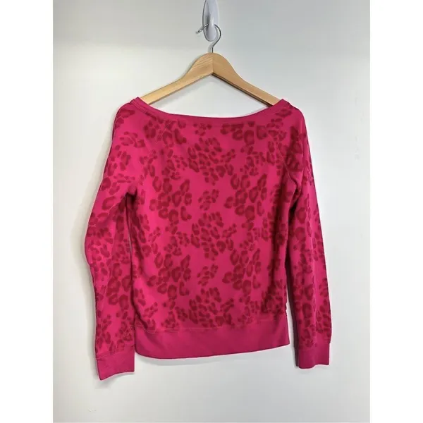 Aeropostale Sweater Womens Medium Leopard‎ Print Pink Pullover Boatneck - Image 4