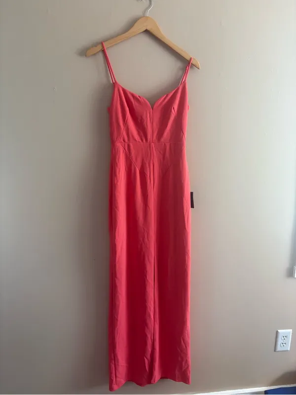 Lulus Impressive Glamour Coral Pink Sleeveless Column Maxi Dress Size Small NWT - Image 3