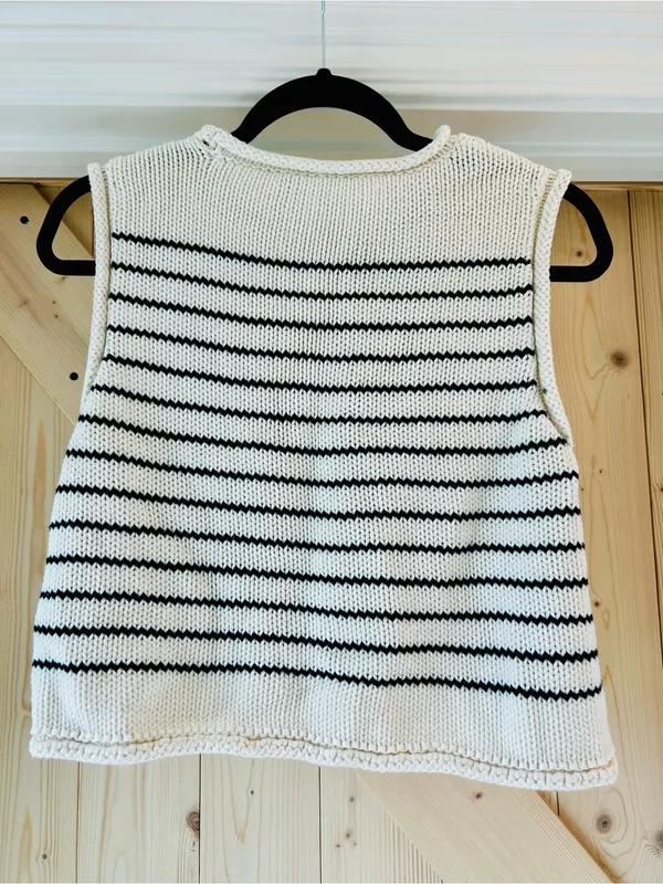 ZARA Cream and Navy Striped Knit Tank - Image 2