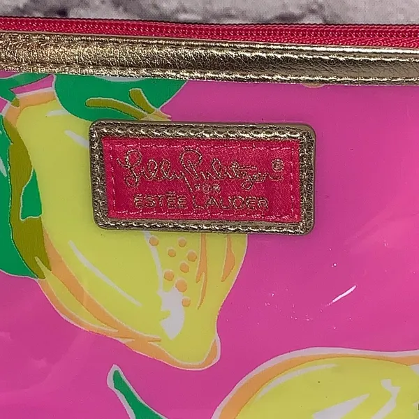 Lilly Pulitzer x Estée Lauder Lemon Print Makeup Bag Pink‎ Zipper Cosmetic Pouch - Image 5