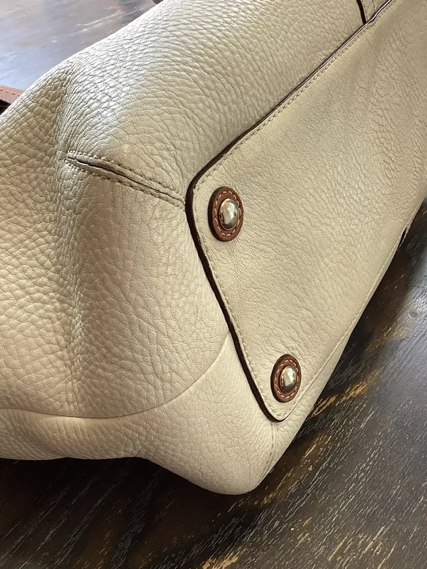 Coach Soho White Leather Satchel With Saddle Brown Trim - Image 6