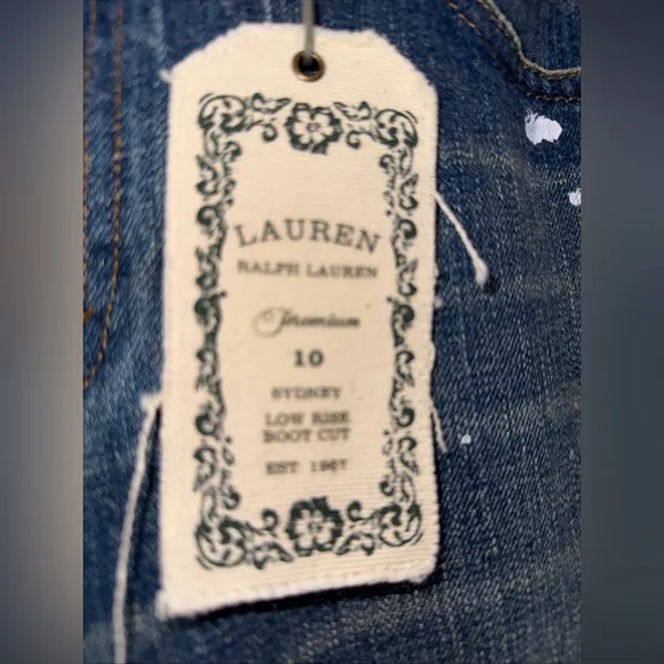 NWT Lauren Ralph Lauren Sydney Low Rise Boot Cut Paint Splatter Jeans‎ 10 - Image 4