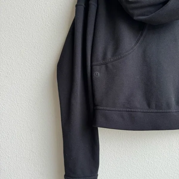 Lululemon Next Move Cropped Full Zip Jacket Black Stretch French Terry Size 4 - Image 5