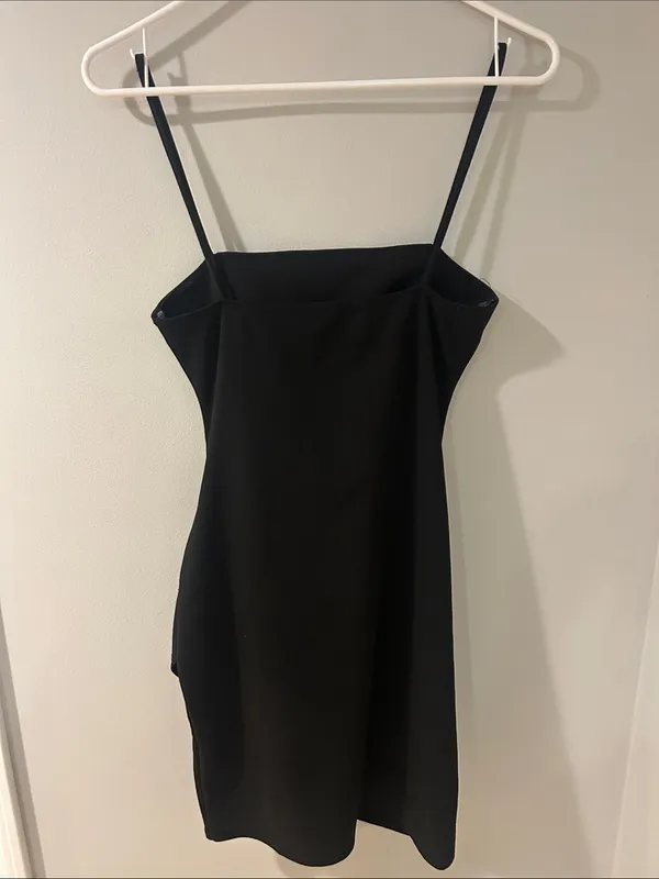 Windsor Black Draped Spaghetti-Strap Mini Dress - Image 3
