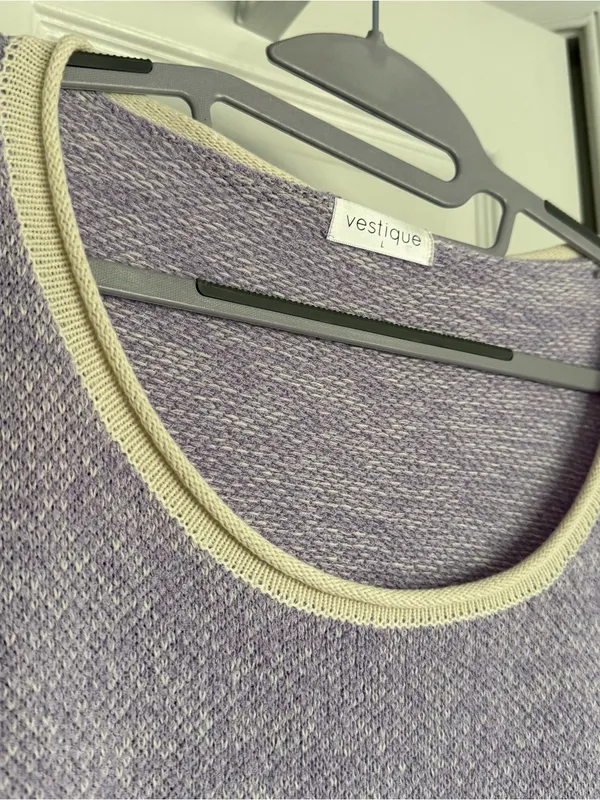 Vestique Purple Drop Shoulder Sweater Knit Pullover Oversized Relaxed Fit Large - Image 2